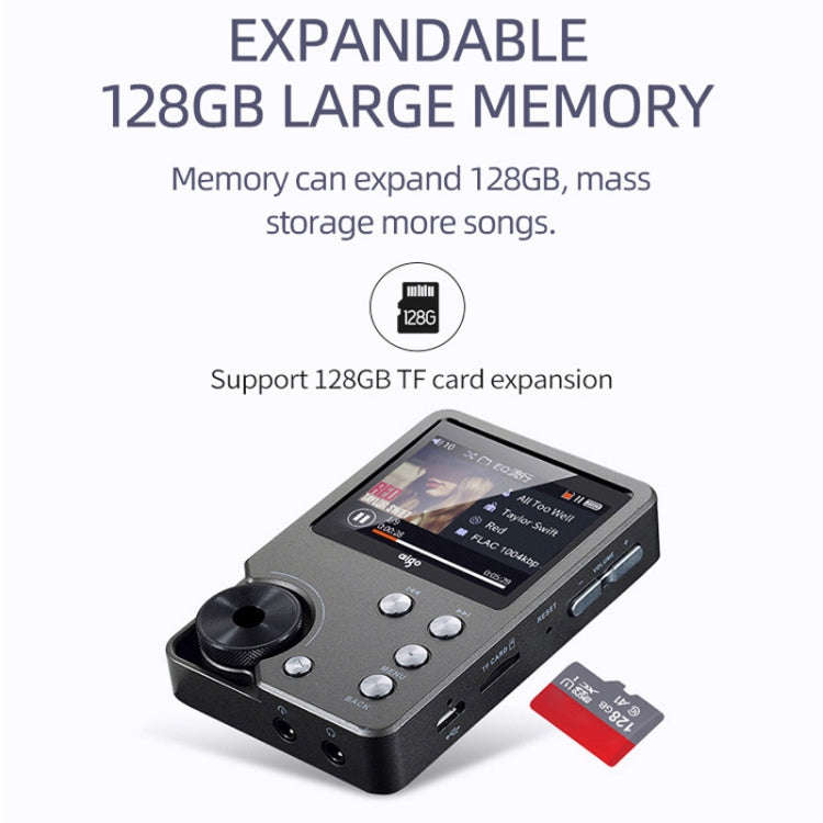 Without TF Card HIFI Lossless DSD256 Music Player Sports MP3(Silver Gray)