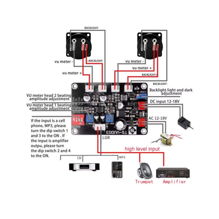 VU Meter Driver Board Module Adjusts Power Amplifier(TS-VU003)