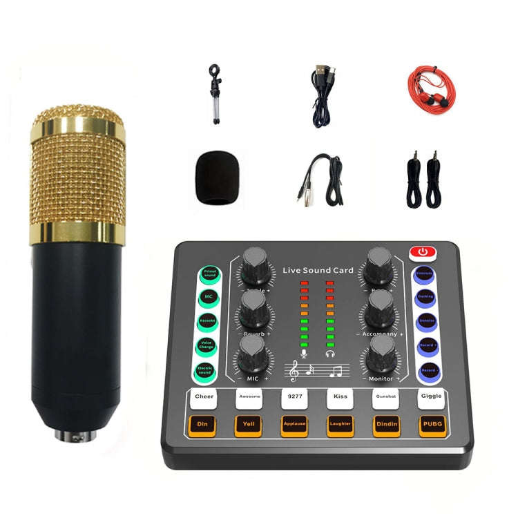 M8 Recording And Singing Live Bluetooth Sound Card Set, Color: Gold Tripod