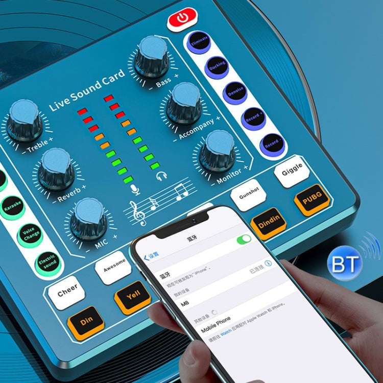 M8 Recording And Singing Live Bluetooth Sound Card Set, Color: White+Gold Cantilever