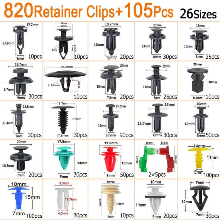 925pcs /Set Universal Automotive Fasteners Rivets Fender Expansion Screws