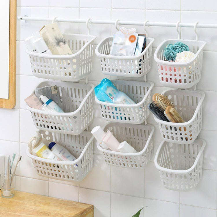 Plastic Hanging Basket With Hook Kitchen Storage Drain Basket Shelf Bathroom Organizer, Color: La...