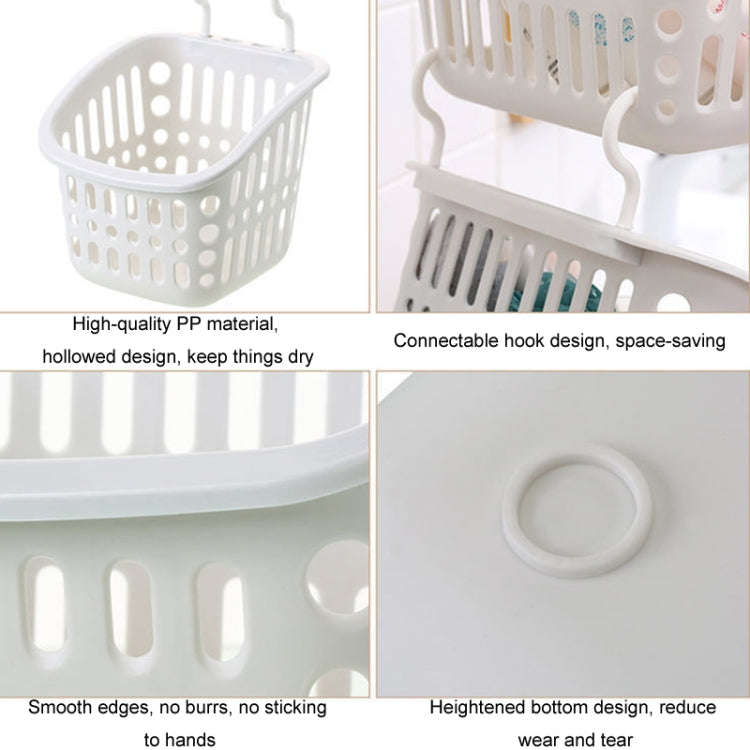 Plastic Hanging Basket With Hook Kitchen Storage Drain Basket Shelf Bathroom Organizer, Color: La...