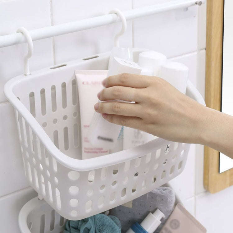 Plastic Hanging Basket With Hook Kitchen Storage Drain Basket Shelf Bathroom Organizer, Color: La...