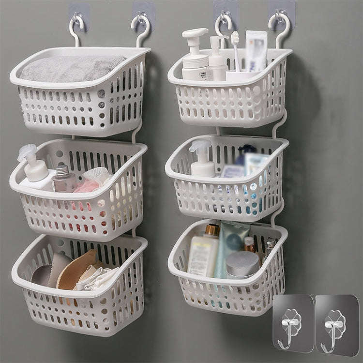 Plastic Hanging Basket With Hook Kitchen Storage Drain Basket Shelf Bathroom Organizer, Color: La...