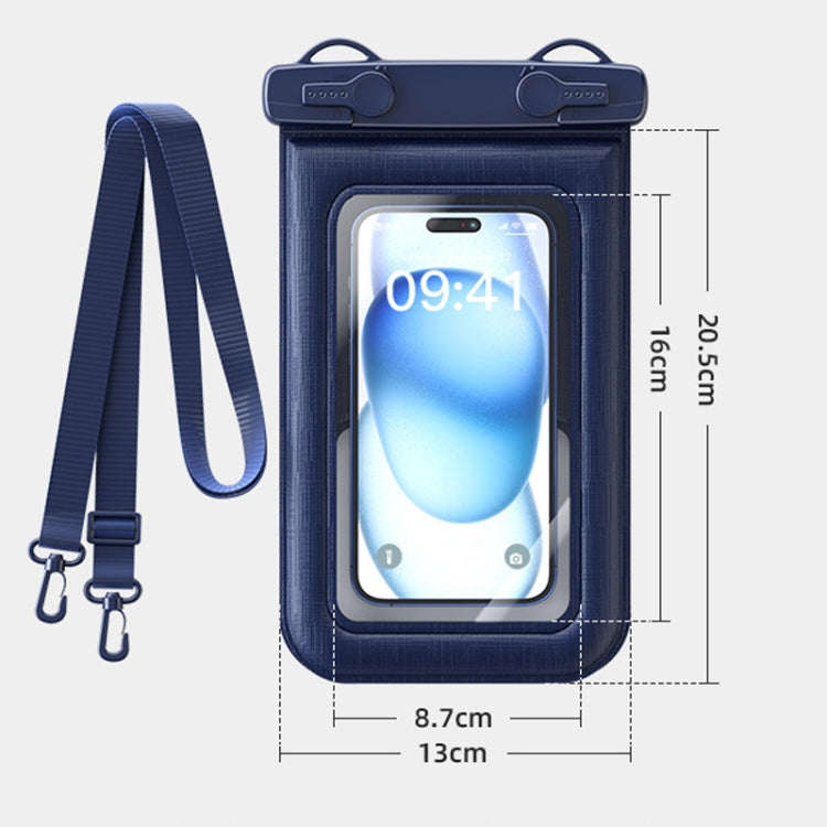 IPX8 Mobile Phone Waterproof Bag Sponge Shock Absorption Floating Swimming Phone Case(Navy Blue)