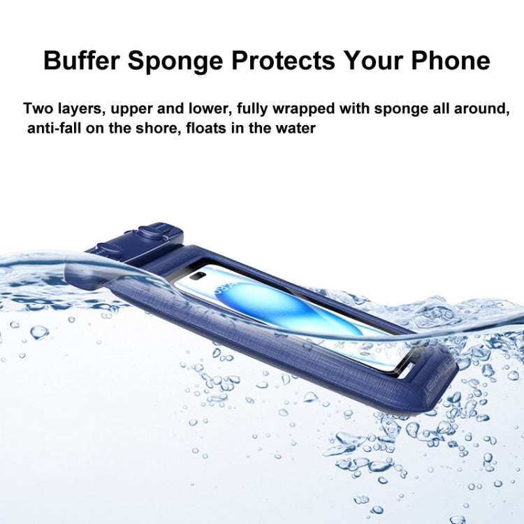 IPX8 Mobile Phone Waterproof Bag Sponge Shock Absorption Floating Swimming Phone Case(Navy Blue)
