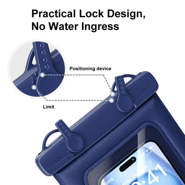IPX8 Mobile Phone Waterproof Bag Sponge Shock Absorption Floating Swimming Phone Case(Navy Blue)