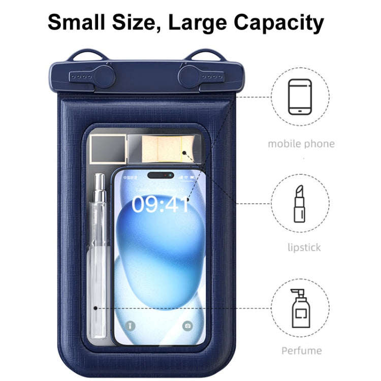 IPX8 Mobile Phone Waterproof Bag Sponge Shock Absorption Floating Swimming Phone Case(Navy Blue)