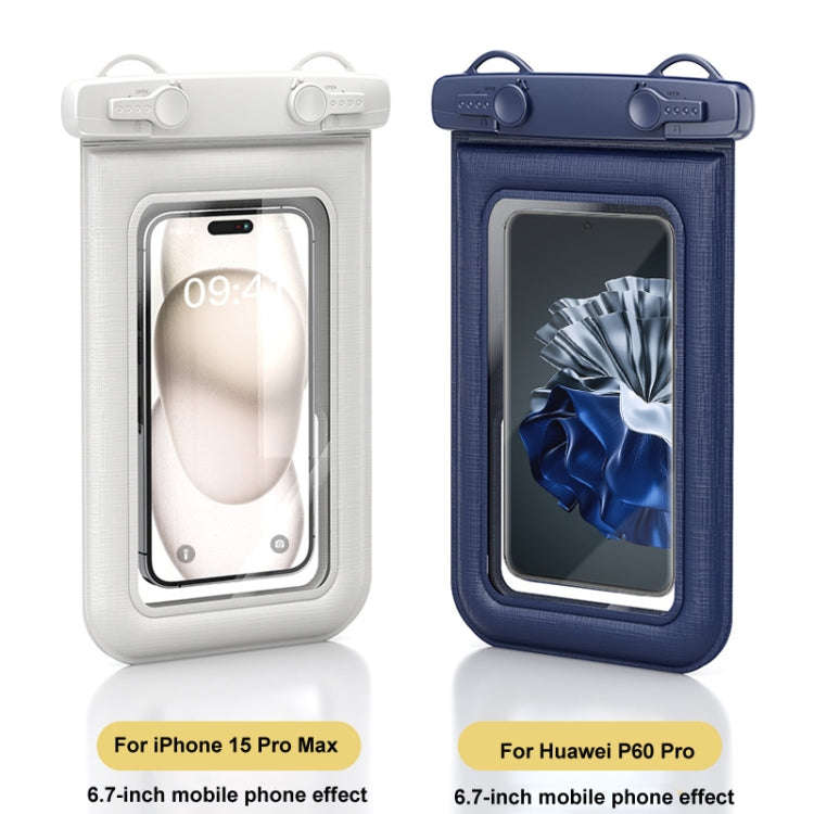 IPX8 Mobile Phone Waterproof Bag Sponge Shock Absorption Floating Swimming Phone Case(Navy Blue)