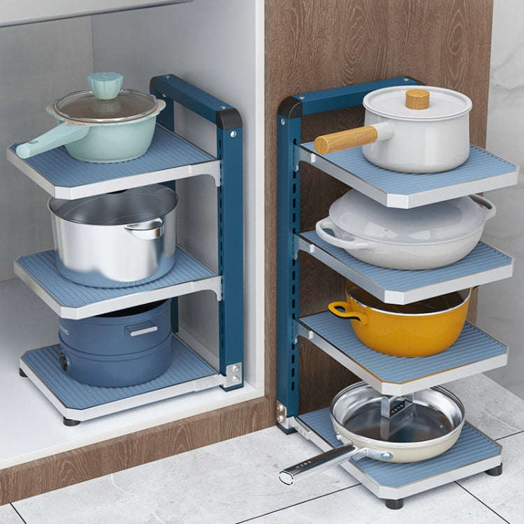 Adjustable Kitchen Pot Rack Household Multifunctional Folding Organizer, Style: 4 Layers