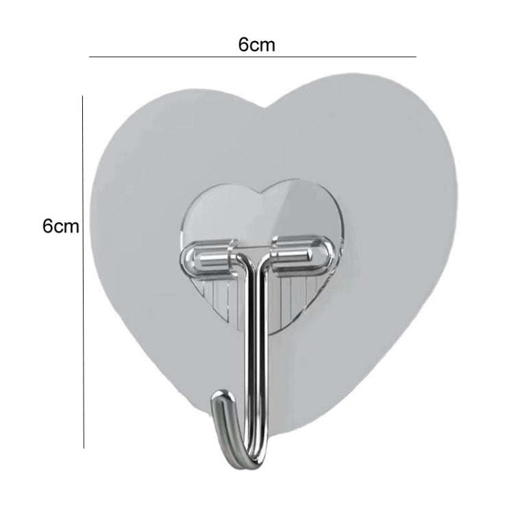 10pcs Transparent Self Adhesive Heart-shaped Hooks Door Wall Multi-Function Key Storage Hanger