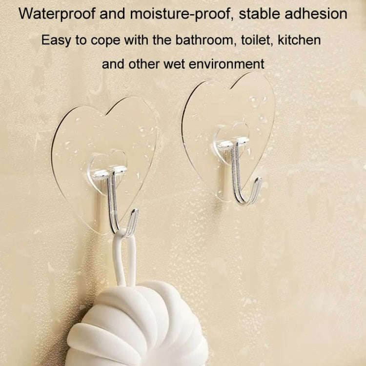10pcs Transparent Self Adhesive Heart-shaped Hooks Door Wall Multi-Function Key Storage Hanger