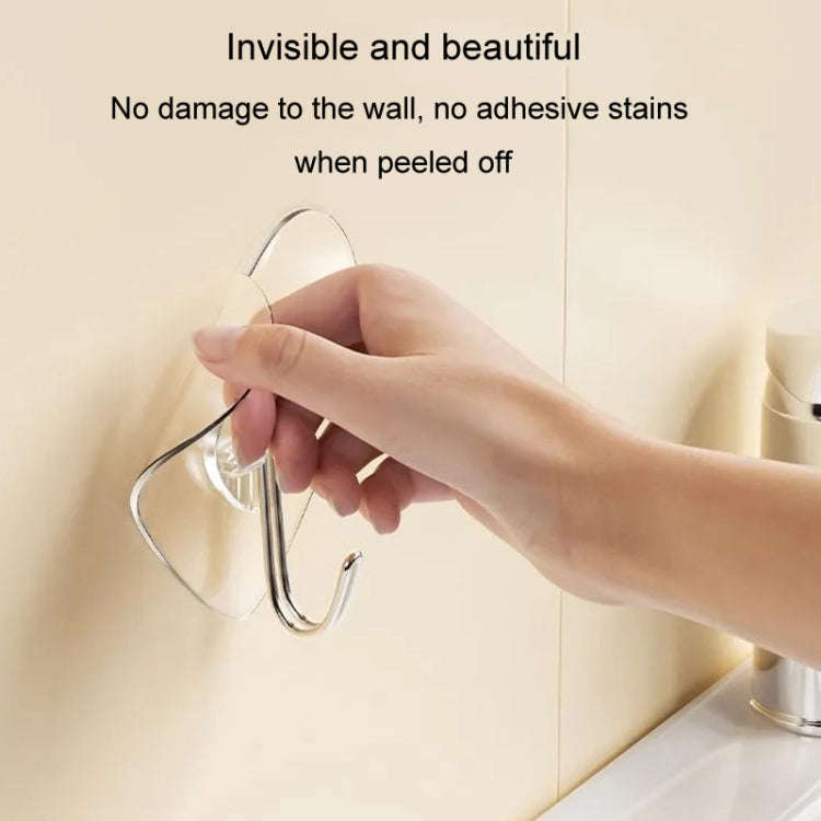 10pcs Transparent Self Adhesive Heart-shaped Hooks Door Wall Multi-Function Key Storage Hanger