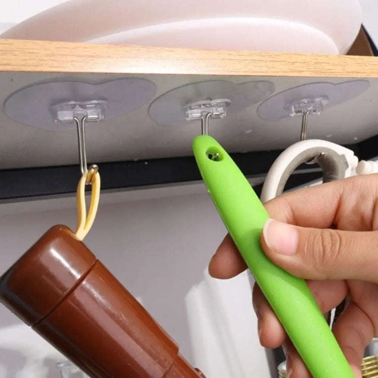 10pcs Transparent Self Adhesive Heart-shaped Hooks Door Wall Multi-Function Key Storage Hanger
