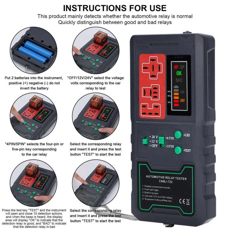 12V/24V 4 Pin 5 Pin Automotive Relay Tester(CNBJ-722)