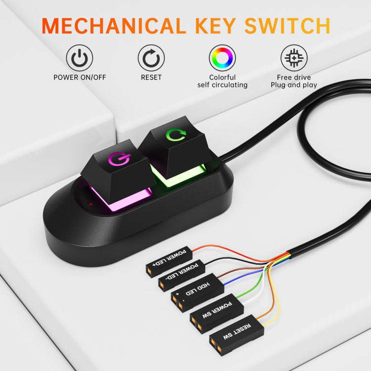 Desktop Computer External Switch Restart Button Computer Power Extension Cable, Color: Rubberized...