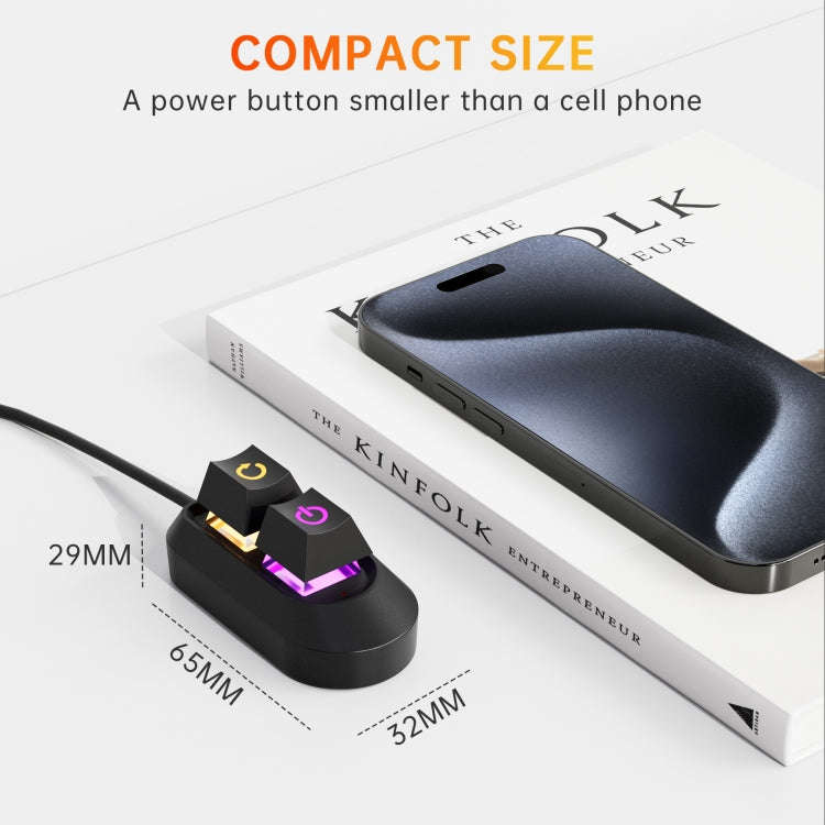Desktop Computer External Switch Restart Button Computer Power Extension Cable, Color: Rubberized...