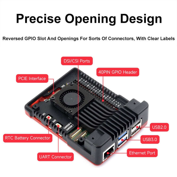 Waveshare 26587 For Raspberry Pi 5 Argon Neo Aluminum Alloy Case, Spec: Standard