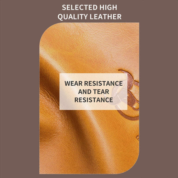 BULL CAPTAIN 475 RFID Anti-Theft Zipper Top-Layer Cowhide Multi-Card Slot Card Holder Wallet(Coffee)