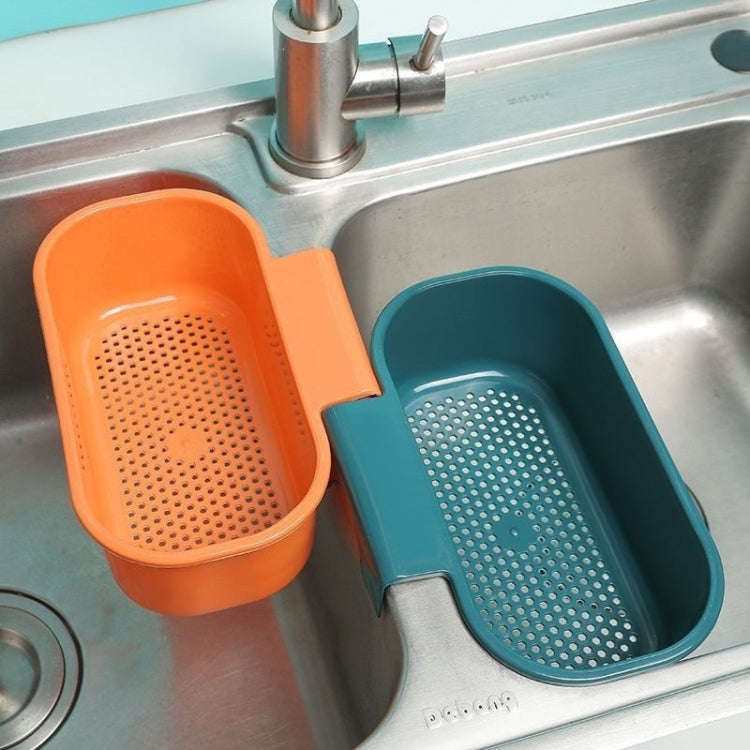 Kitchen Sink Drain Basket Washing Basin Multifunctional Storage Hanging Basket(Orange)