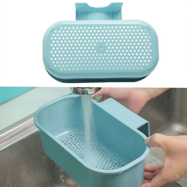 Kitchen Sink Drain Basket Washing Basin Multifunctional Storage Hanging Basket(Blue)