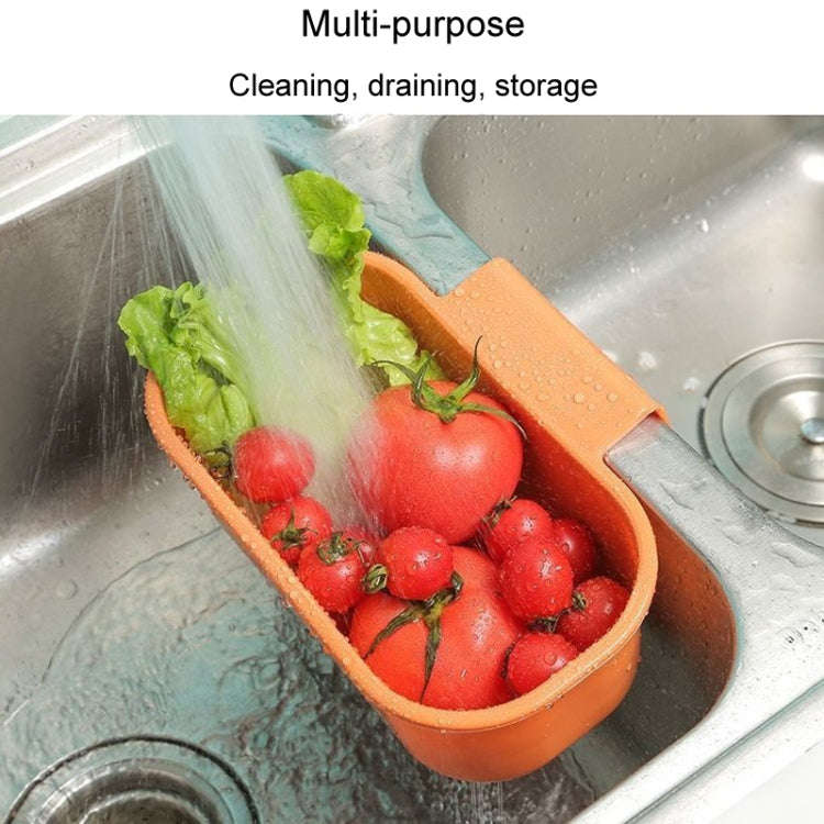 Kitchen Sink Drain Basket Washing Basin Multifunctional Storage Hanging Basket(Blue)
