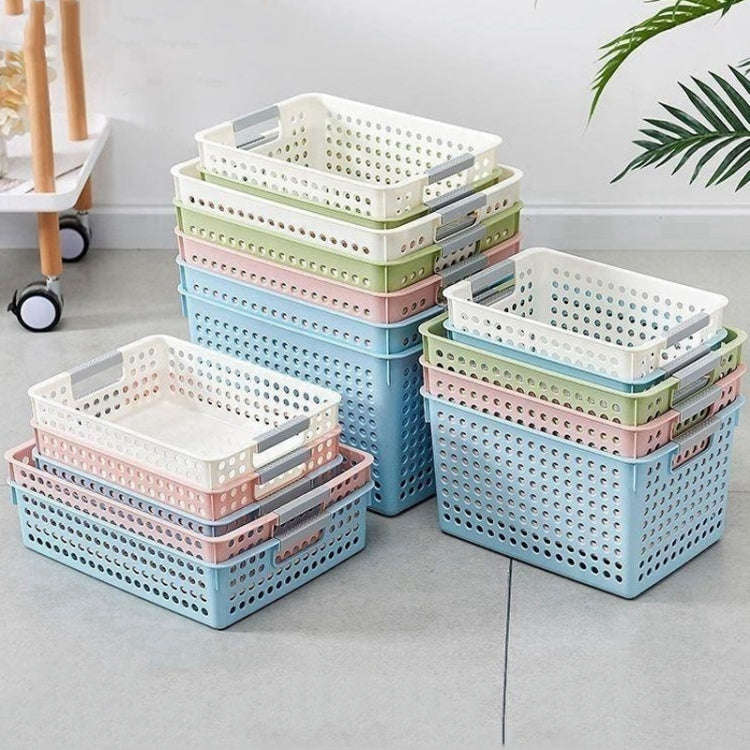 Plastic Storage Basket Desktop Sundry Organizer Frame Toys Kitchen Snacks Storage Box, Style: Sha...