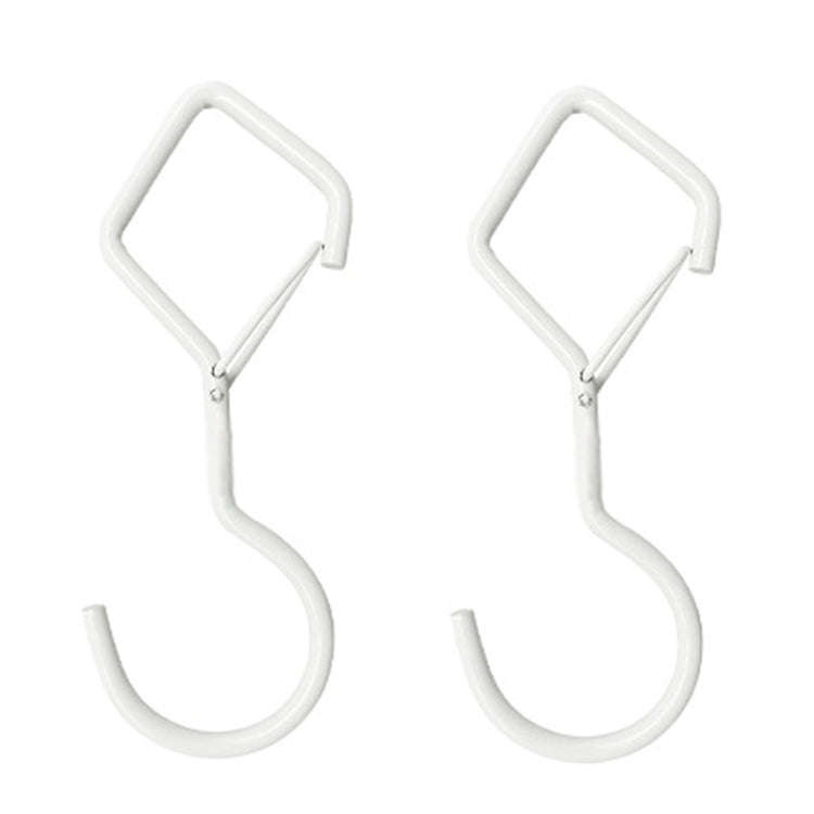 2pcs Household S Hooks For Hanging Metal Windproof Hooks With Safety Buckle, Color: White