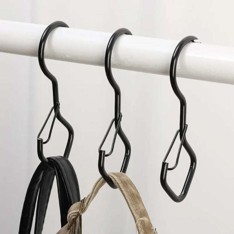 2pcs Household S Hooks For Hanging Metal Windproof Hooks With Safety Buckle, Color: White