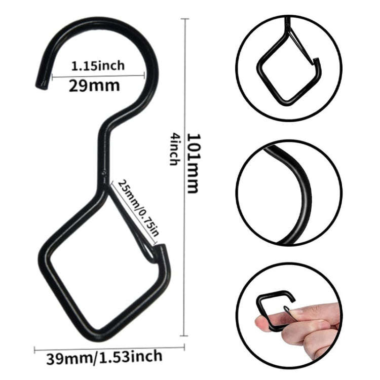2pcs Household S Hooks For Hanging Metal Windproof Hooks With Safety Buckle, Color: White