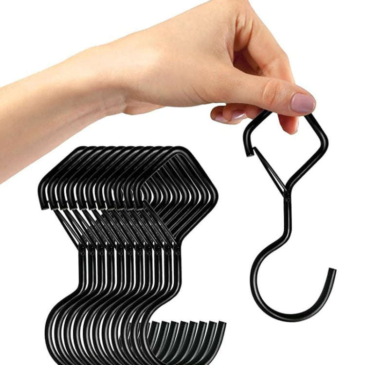 2pcs Household S Hooks For Hanging Metal Windproof Hooks With Safety Buckle, Color: White