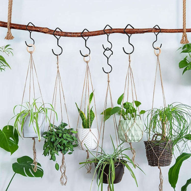 2pcs Household S Hooks For Hanging Metal Windproof Hooks With Safety Buckle, Color: White