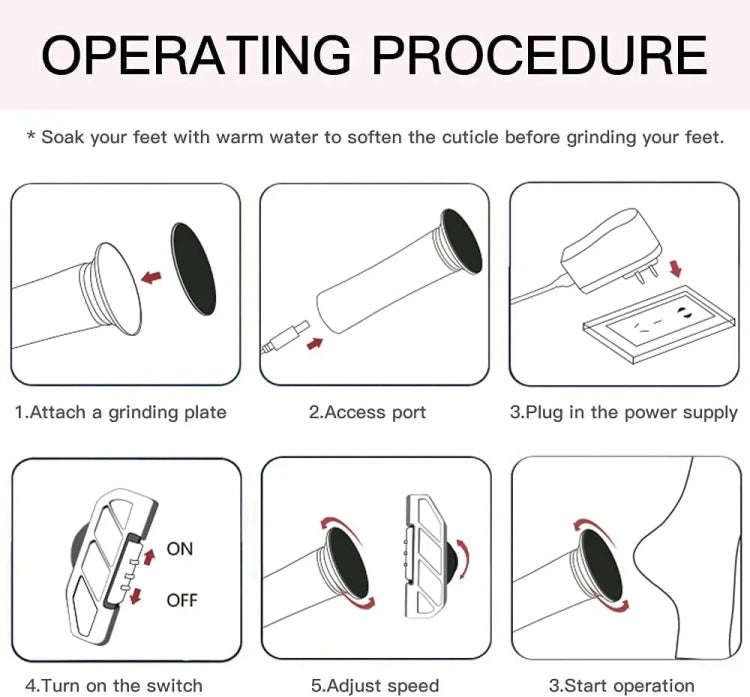 Electric Foot Grinder Calluses Dead Skin Remover With 60pcs Replaceable Sandpaper Discs UK Plug(B...