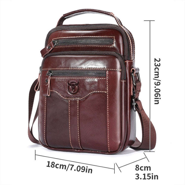 BULL CAPTAIN 0400 Large-Capacity First-Layer Cowhide Retro Single-Shoulder Crossbody Bag(Black)