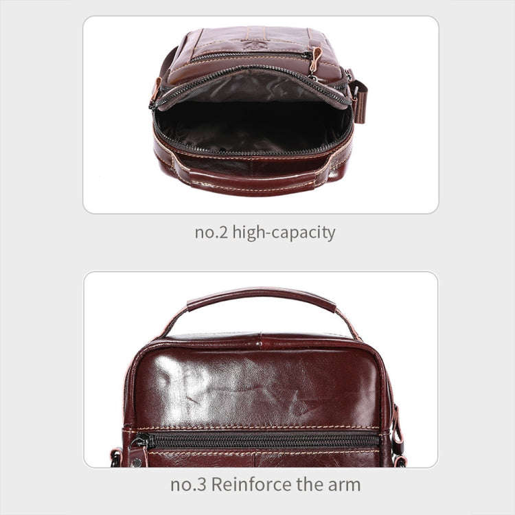 BULL CAPTAIN 0400 Large-Capacity First-Layer Cowhide Retro Single-Shoulder Crossbody Bag(Black)