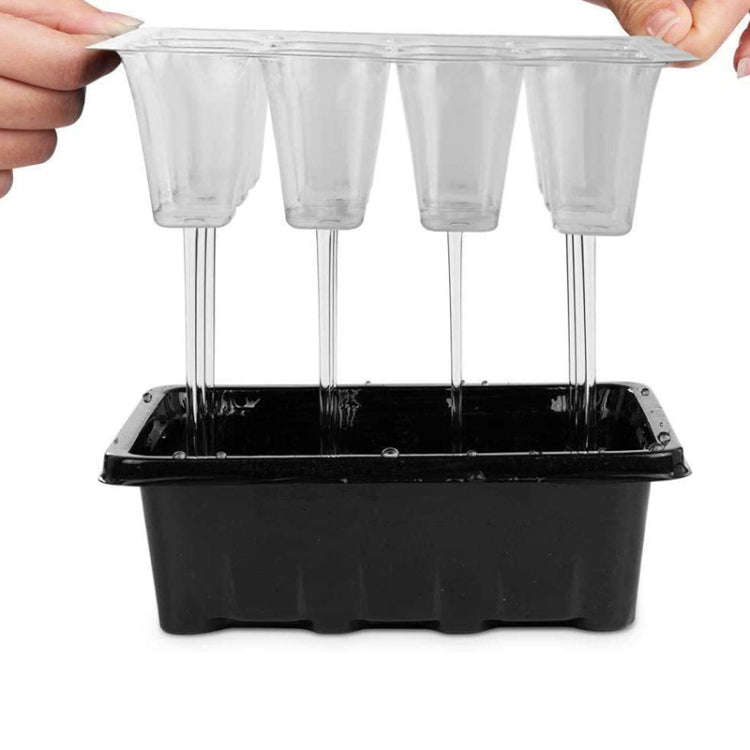 12-Hole Heightened Succulent Vegetable Seedling Pot With Lid(Black)