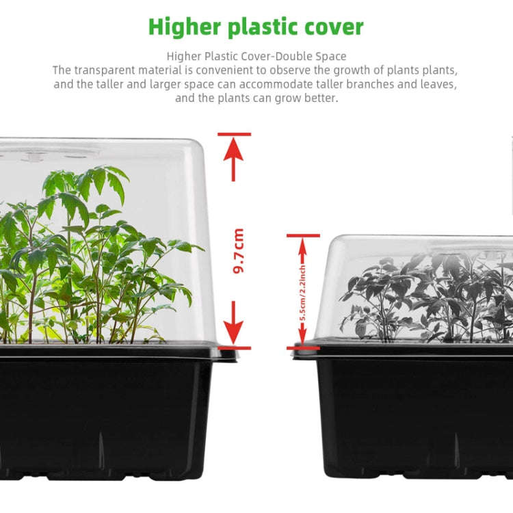 12-Hole Heightened Succulent Vegetable Seedling Pot With Lid(Black)
