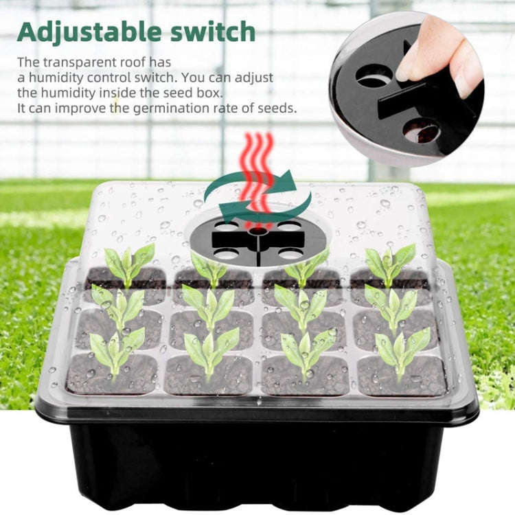 12-Hole Heightened Succulent Vegetable Seedling Pot With Lid(Black)