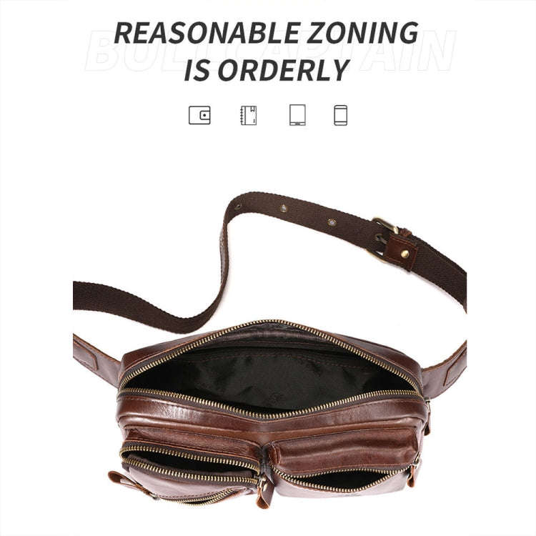 BULL CAPTAIN 082 Large-Capacity First-Layer Cowhide Retro Single-Shoulder Crossbody Bag(Black)
