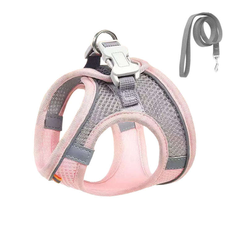 Undershirt Style Pet Chest Harness Summer Breathable Reflective Dog Leash, Style: Pink+1.5m Flat ...