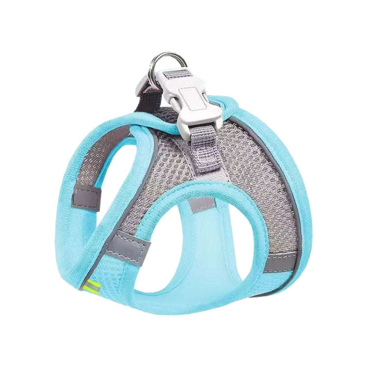 Undershirt Style Pet Chest Harness Summer Breathable Reflective Dog Leash, Style: Single Blue(M)