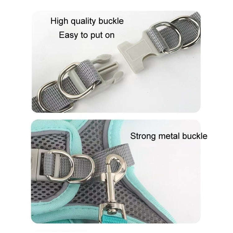 Undershirt Style Pet Chest Harness Summer Breathable Reflective Dog Leash, Style: Blue+1.5m Flat ...