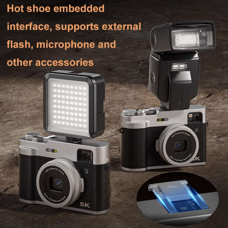 DC203 5K/30FPS 2.8-Inch Screen 16X Front And Rear Dual-Camera HD Digital Camera(Black)