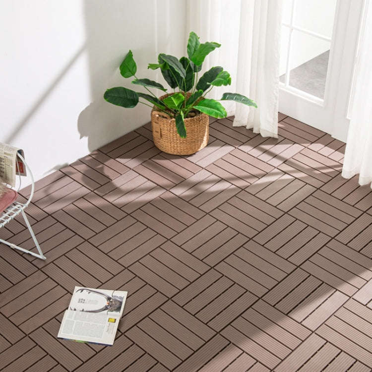Outdoor Balcony Plastic Wood Waterproof Anti-Corrosion Sealing Floor, Color: Co-extruded Coffee