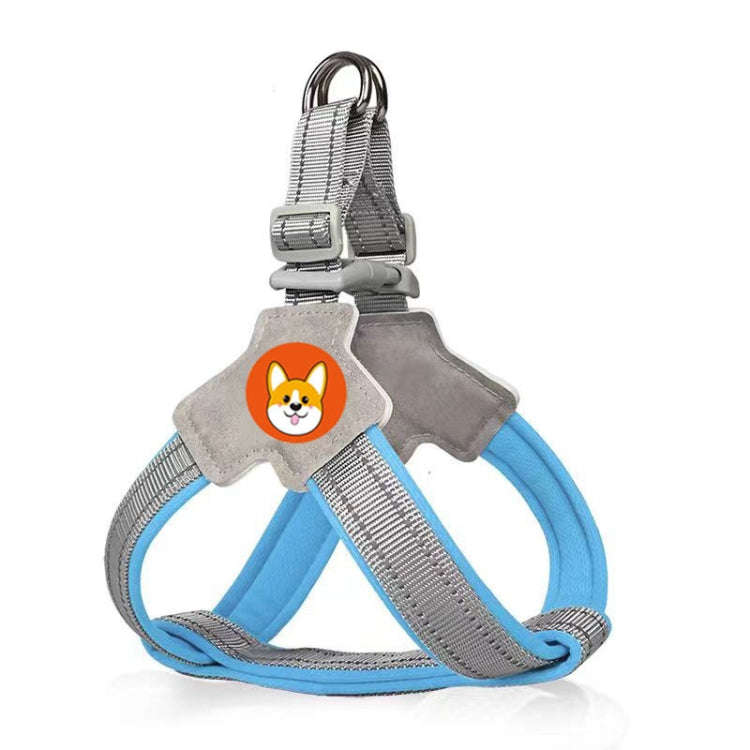 Saddle Style Pet Chest Harness Breathable Reflective Dog Leash, Style: Single Blue(S)