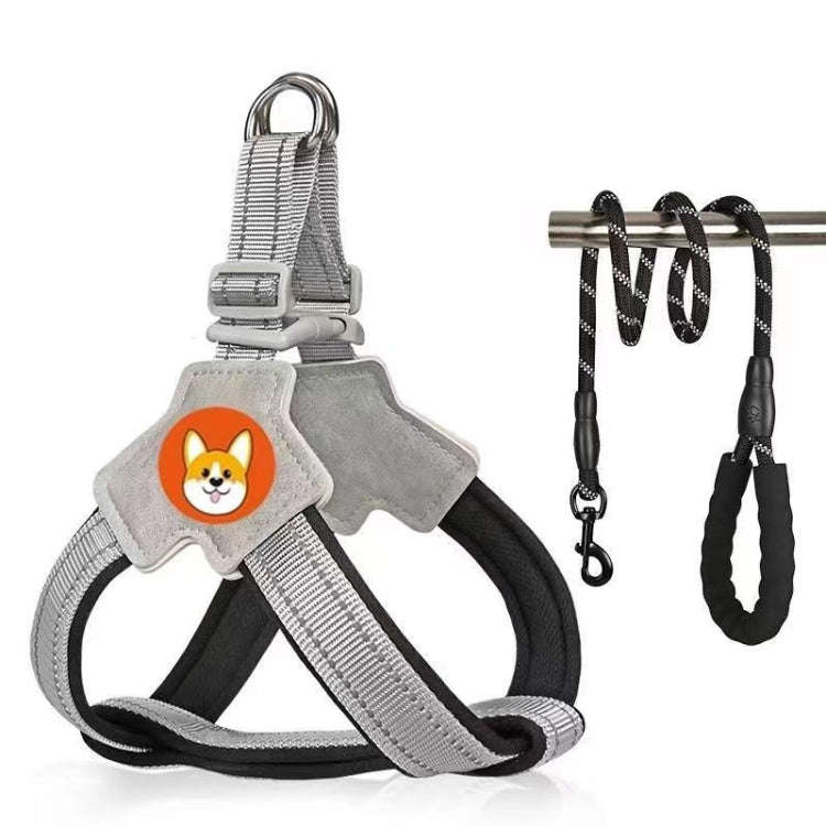 Saddle Style Pet Chest Harness Breathable Reflective Dog Leash, Style: Black+2m Round Rope(XL)
