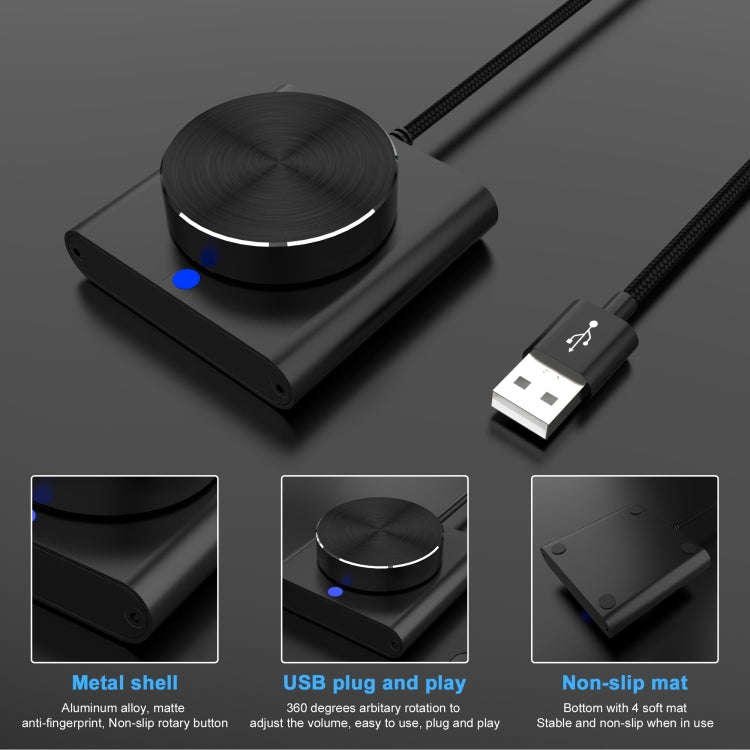 USB Computer Volume Adjuster Multimedia Audio Line Controller Speaker Knob Switch(Black)