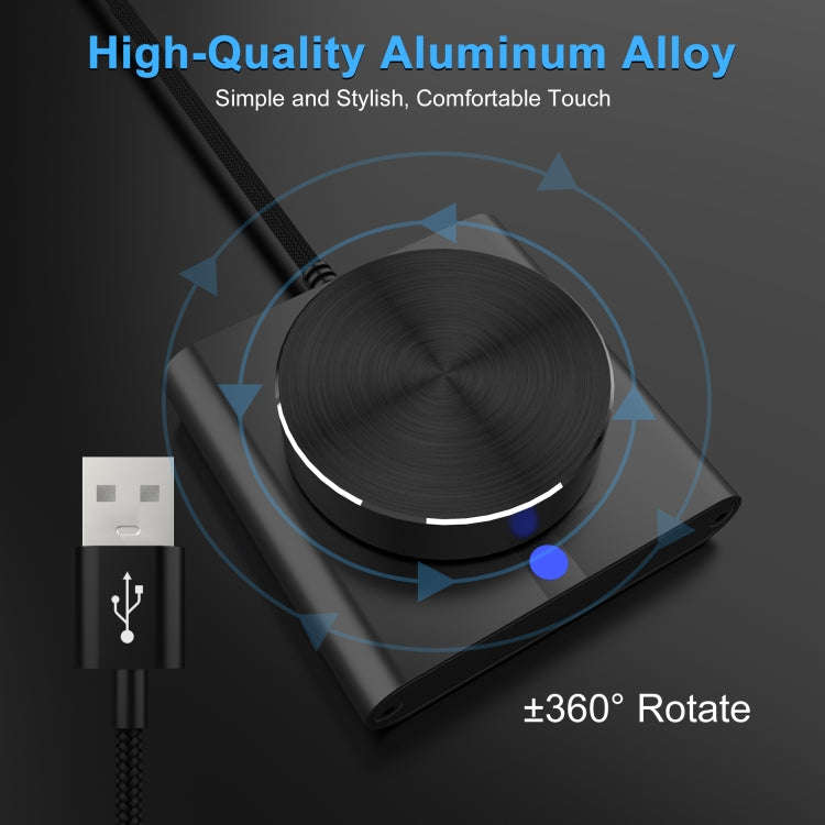 USB Computer Volume Adjuster Multimedia Audio Line Controller Speaker Knob Switch(Black)