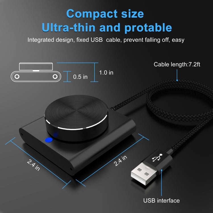 USB Computer Volume Adjuster Multimedia Audio Line Controller Speaker Knob Switch(Black)